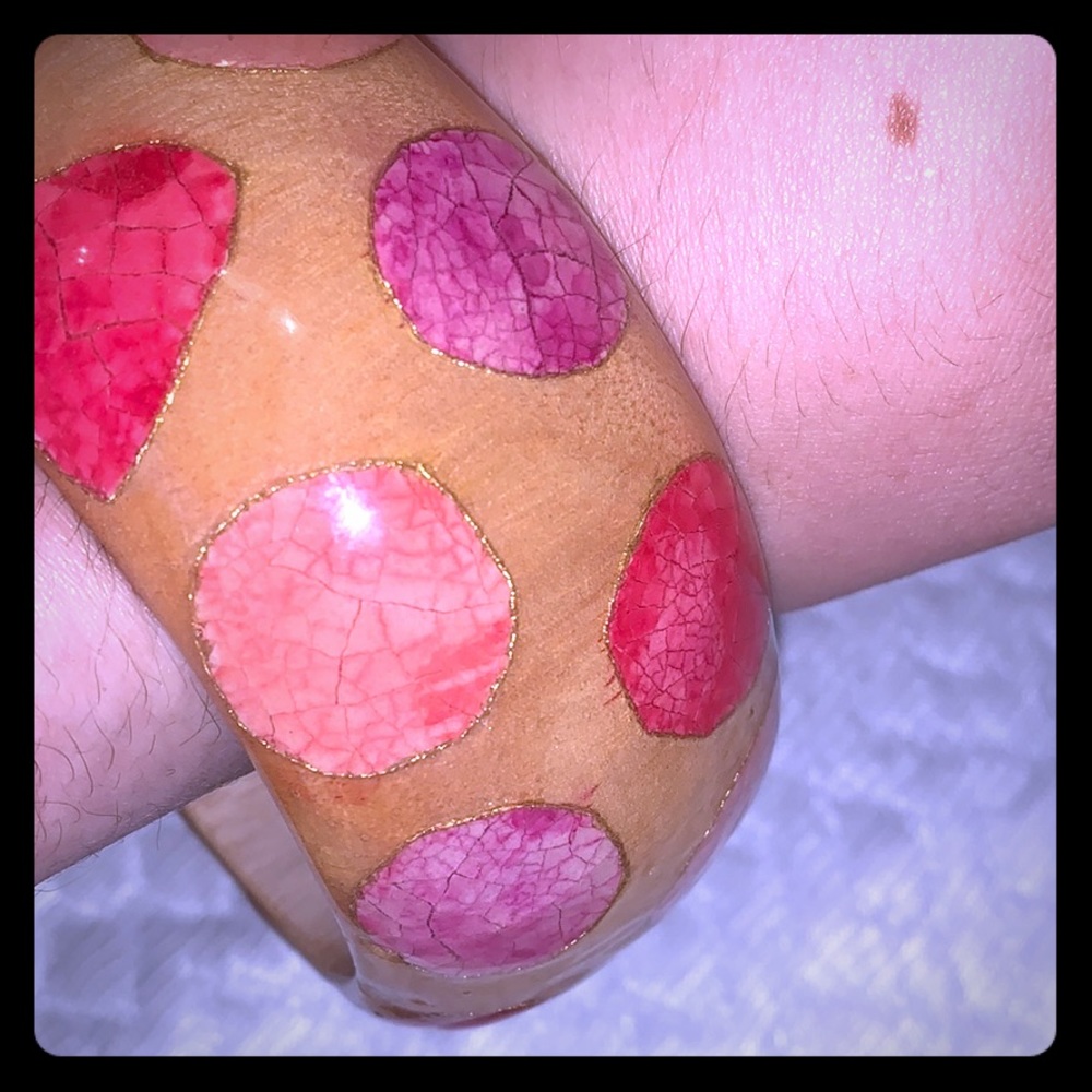 NWOT summer pink purple tan polka dot bracelet